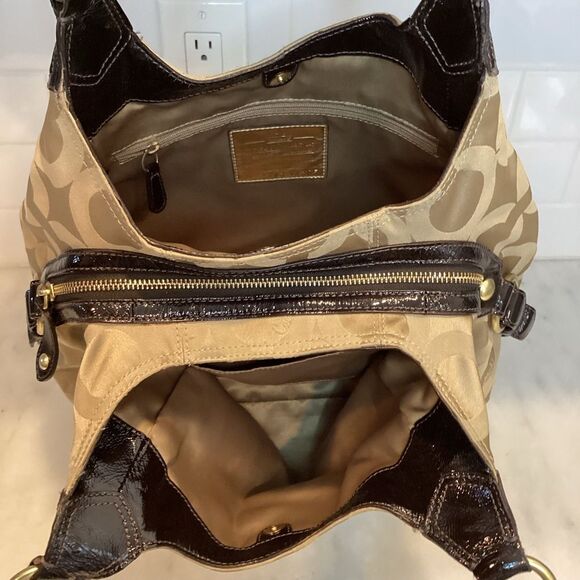 Coach Madison Maggie OpArt Patent Leather Hobo Bag - Picture 11 of 16